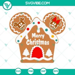 Disney-inspired Mouse Ears Gingerbread House SVG file for Christmas, perfect for holiday crafting projects.