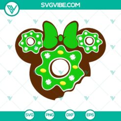 Mouse Ears Green Donut SVG Download Bundle featuring Mickey and Minnie Mouse, perfect for St. Patrick's Day crafts and projects.