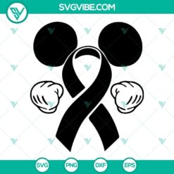 Cancer awareness SVG design featuring mouse ears and "No One Fights Alone" text, available in DXF, EPS, and PNG formats.