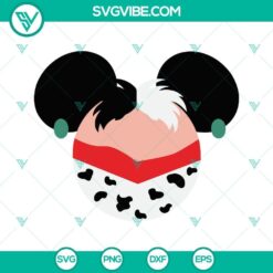 Mouse Head Cruella De Vil SVG Files for Cricut - Disney villain inspired cut files in SVG, PNG, DXF, and EPS format.