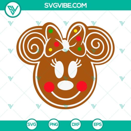 Mouse Head Gingerbread Christmas SVG bundle with Mickey and Minnie Mouse designs for holiday crafts and decorations.