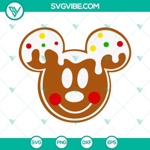 Mouse Head Gingerbread Christmas SVG File Bundle, Mickey Minnie 1