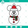Mouse Snowman Christmas SVG design featuring Disney Mickey and Minnie in snowman outfits. Perfect for holiday crafting projects.