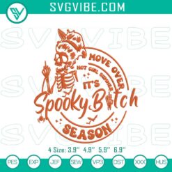 Spooky Bitch Season Embroidery Design for Halloween and Fall with bold text and autumn vibes.