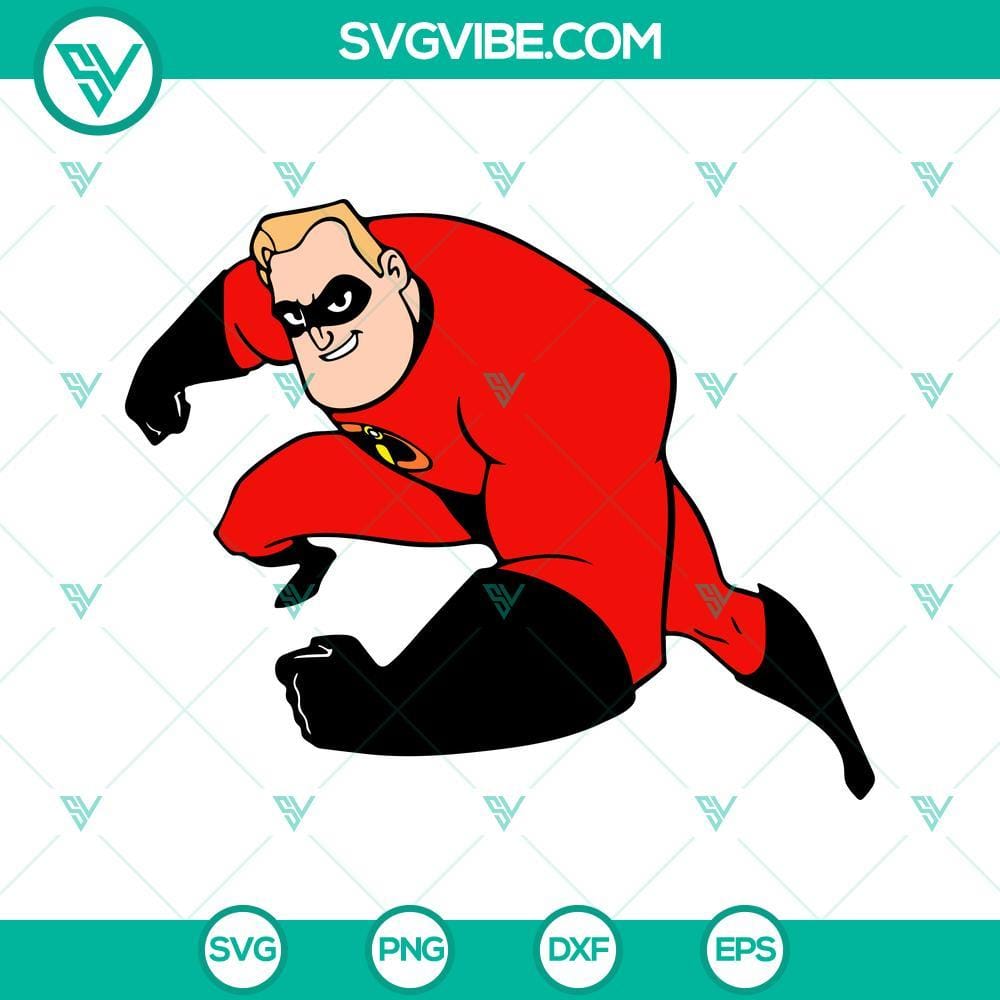 Mr Incredible SVG, Bob Parr SVG, Disney Superhero Cartoon SVG PNG DXF EPS Disney superhero Mr Incredible SVG image of Bob Parr, ideal for download, featuring a cartoon design in PNG file format.