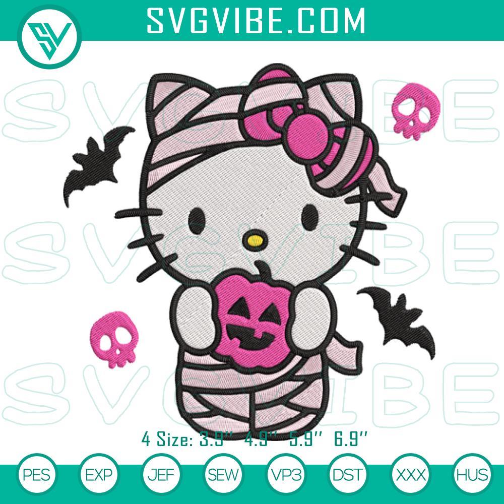 Mummy Hello Kitty Halloween Embroidery Design Files Cute Spooky Mummy Hello Kitty Halloween Embroidery Design, Instant Pattern for Halloween crafts and decorations.