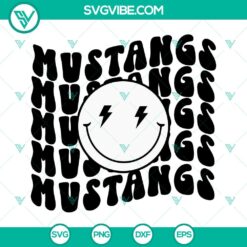 Smiley face and football themed Mustangs SVG files for download. Perfect for sports fans and school pride projects.