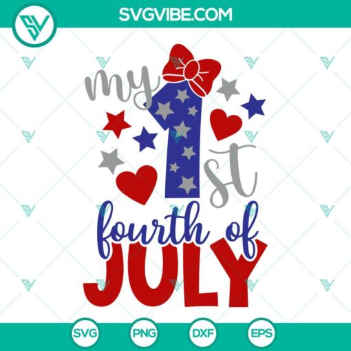 Baby girl first 4th of July SVG images with American theme, ideal for celebrating Independence Day with infant.