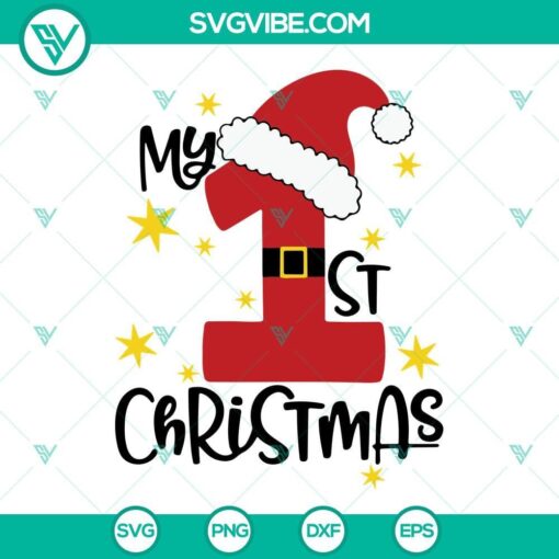 My 1st Christmas SVG Cut Files for Cricut and Silhouette machines - Downloadable PNG, DXF, and EPS formats included.