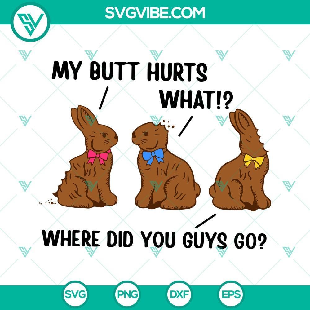my-butt-hurts-chocolate-bunny-easter-svg-sarcastic-svg-funny-easter-svg-png-dxf-eps-files-8-mockup.jpg Sarcastic Funny Easter SVG with My Butt Hurts Chocolate Bunny design, ideal for crafts and digital projects.