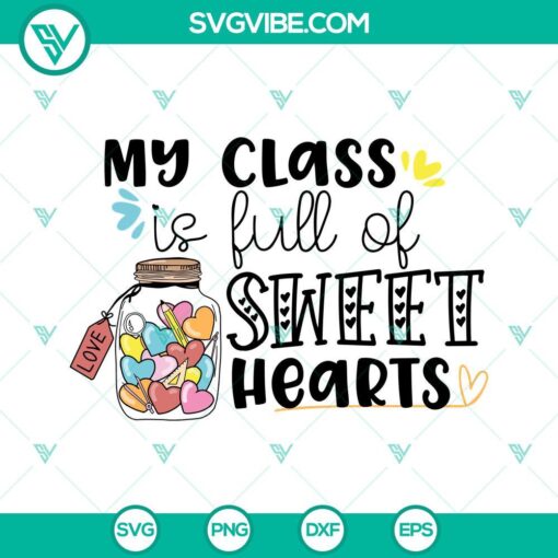 Sweet hearts SVG download for teaching - class themed candy hearts design. Great for educational projects and crafts.