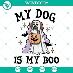Funny Halloween ghost dog SVG design, perfect for a dog lover's Halloween project. Downloadable PNG file included.