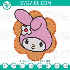 My Melody Face Flower Embroidery Designs, Cute Sanrio Character File
