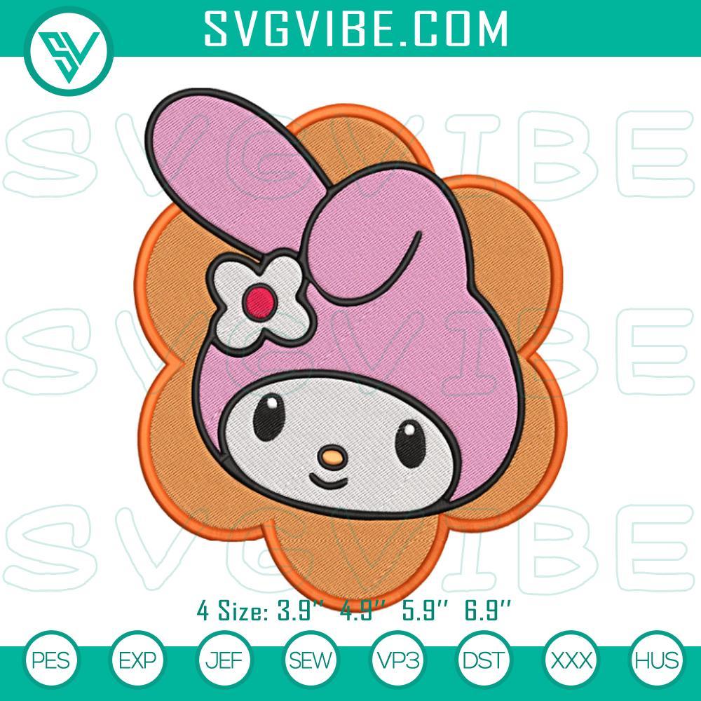 My Melody Face Flower Embroidery Designs, Sanrio Embroidery Files My Melody face flower embroidery designs featuring cute Sanrio character. Ideal for crafting projects.