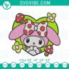 Cute My Melody and Hello Kitty friends heart machine embroidery designs, adorable pattern for crafts and projects.