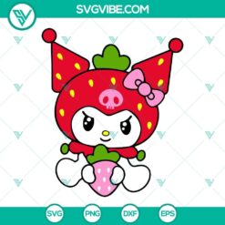 My Melody Kuromi Strawberry SVG files bundle with Sanrio characters, perfect for crafts and projects.