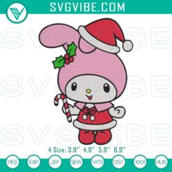 My Melody Christmas embroidery design with Sanrio holiday theme featuring adorable characters in festive attire.