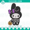 My Melody Skeleton Halloween embroidery file, cute spooky design for digital product.