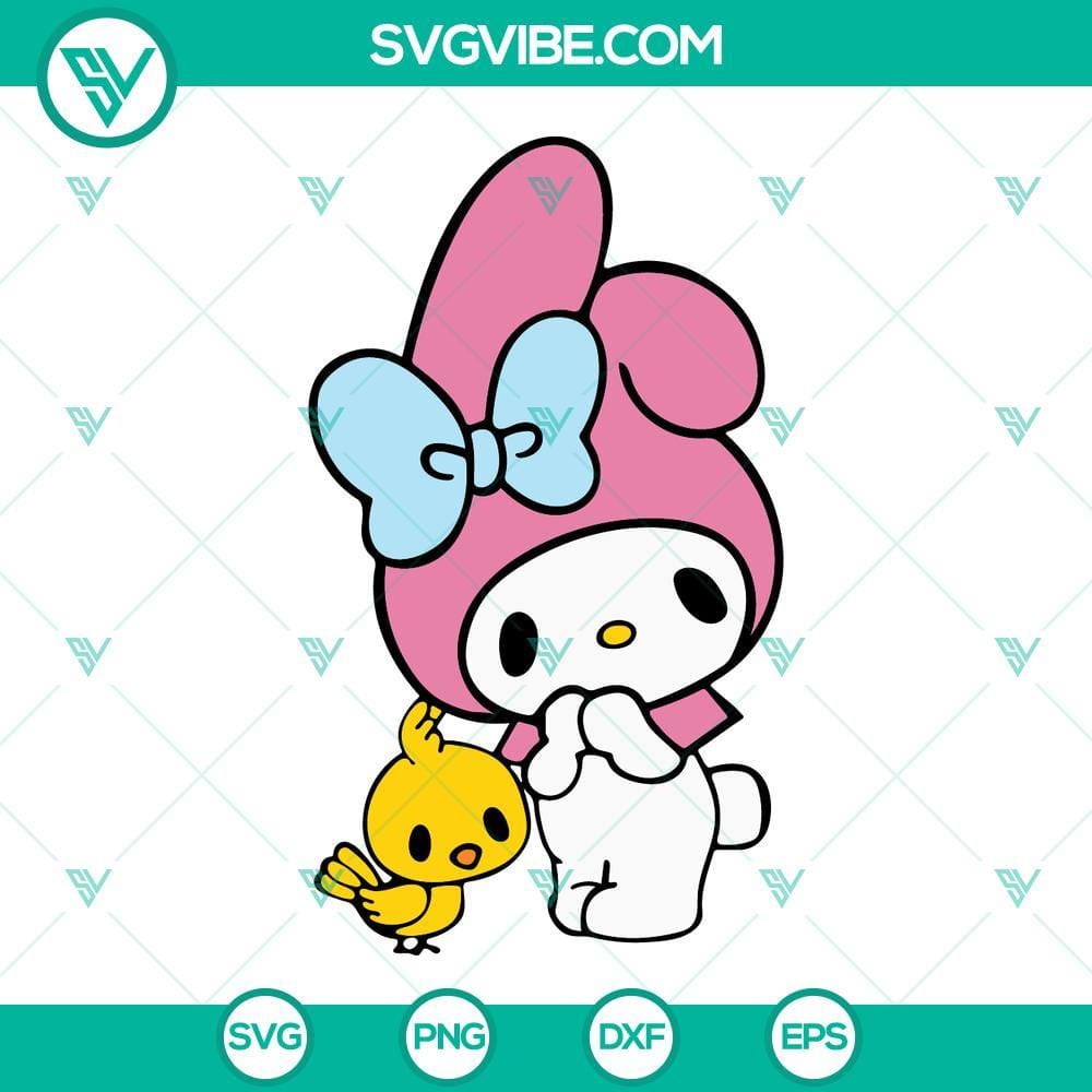 my-melody-with-chicken-svg-hello-kitty-rabbit-girl-svg-sanrio-svg-png-dxf-eps-cricut-7-mockup.jpg Sanrio My Melody and Hello Kitty Rabbit Girl SVG file with chicken, cute cartoon character design, downloadable digital illustration.