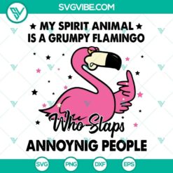 Grumpy flamingo SVG download, pink animals SVG images for digital projects.