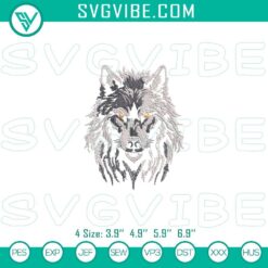 Mystic wolf head embroidery design, fantasy wolf pattern for digital use.