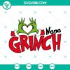 Nana Grinch SVG with heart hands and Christmas elements, ideal for festive craft projects.