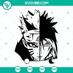 Naruto and Sasuke face SVG design, Anime SVG files, ideal for crafting projects and fan art.