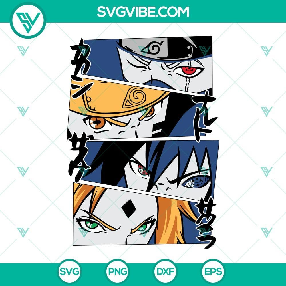 Naruto SVG PNG DXF EPS Cut Files For Cricut Silhouette Naruto SVG Cut Files for Cricut and Silhouette, featuring various formats like PNG, DXF, and EPS for crafting projects.