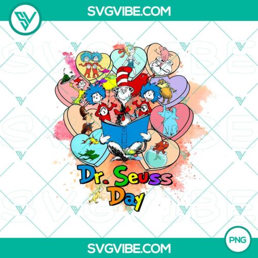 National Read Across America Day PNG files with Dr Seuss heart design for celebrating Dr Seuss Day.