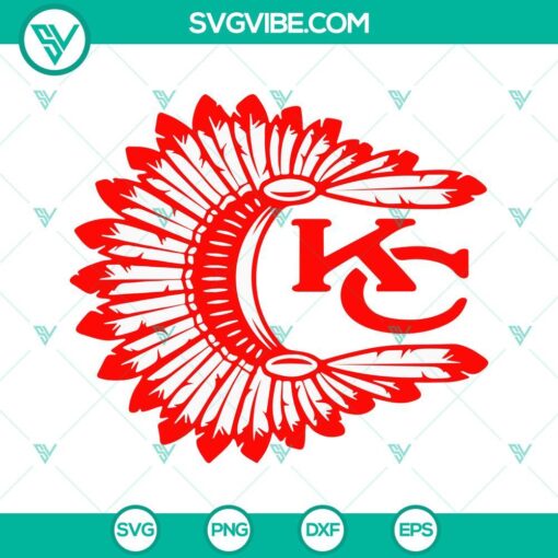 Kansas City Chiefs football headdress SVG file, featuring intricate design, perfect for Chiefs fans and craft projects.