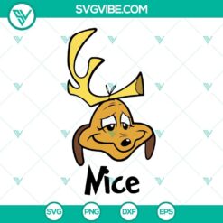 Christmas-themed SVG featuring a whimsical design of the Grinch and Max dog with "Naughty" and "Nice" tags, perfect for holiday crafts.