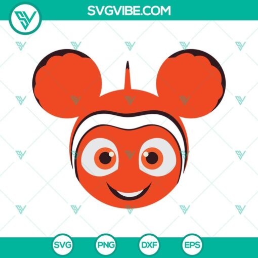 Nemo themed Mouse Ears SVG images PNG DXF EPS cut files for craft projects and DIY Disney apparel.