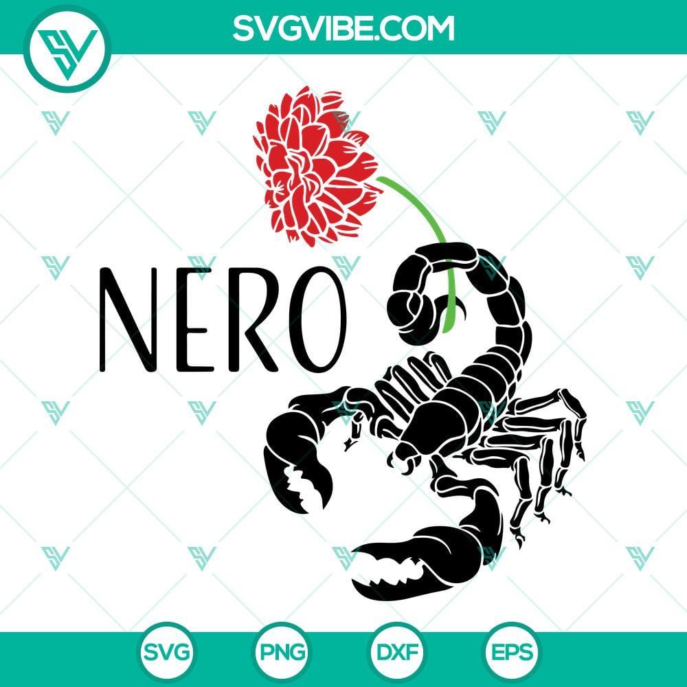 Nero SVG, Wednesday SVG, Scorpion SVG, Black Dahlia SVG Collection of elegant SVG image files featuring Nero, Wednesday, scorpion, and Black Dahlia designs for digital projects.