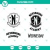 Nevermore Academy SVG bundle with Wednesday Addams Family designs, ideal for downloads.