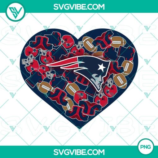 New England Patriots Valentine heart PNG files for download, Patriots themed Valentine's Day designs for digital use.