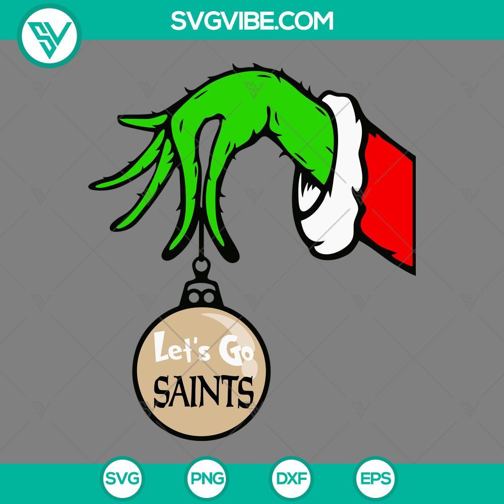 new-orleans-saints-grinch-hand-with-ornament-svg-new-orleans-saints-christmas-svg-mockup.jpg New Orleans Saints Grinch hand holding ornament SVG, Saints Christmas digital files, NFL football team SVG design.