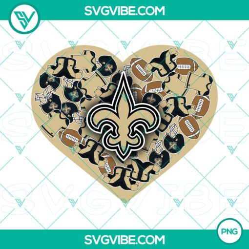 New Orleans Saints themed heart Valentine PNG files for designs with team colors and logo. Perfect for NFL fans.