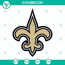 New Orleans Saints logo SVG featuring Saints Fleur-de-lis design in PNG and DXF formats. Perfect for crafting projects.