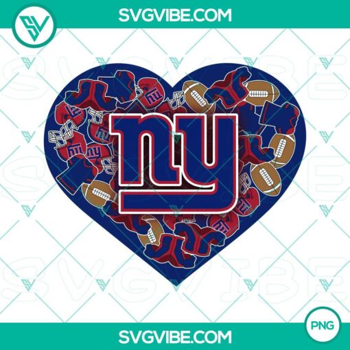 New York Giants heart valentine PNG designs, ideal for digital download.