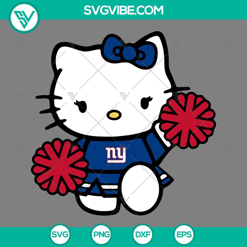 New York Giants Hello Kitty Cheerleader SVG PNG DXF EPS Cut Files New York Giants-themed Hello Kitty cheerleader cut files in SVG, PNG, DXF, and EPS formats for digital crafting.