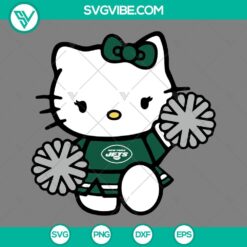 New York Jets Hello Kitty Cheerleader SVG file for die-cutting and crafting, available for instant download in PNG, DXF, and EPS formats.