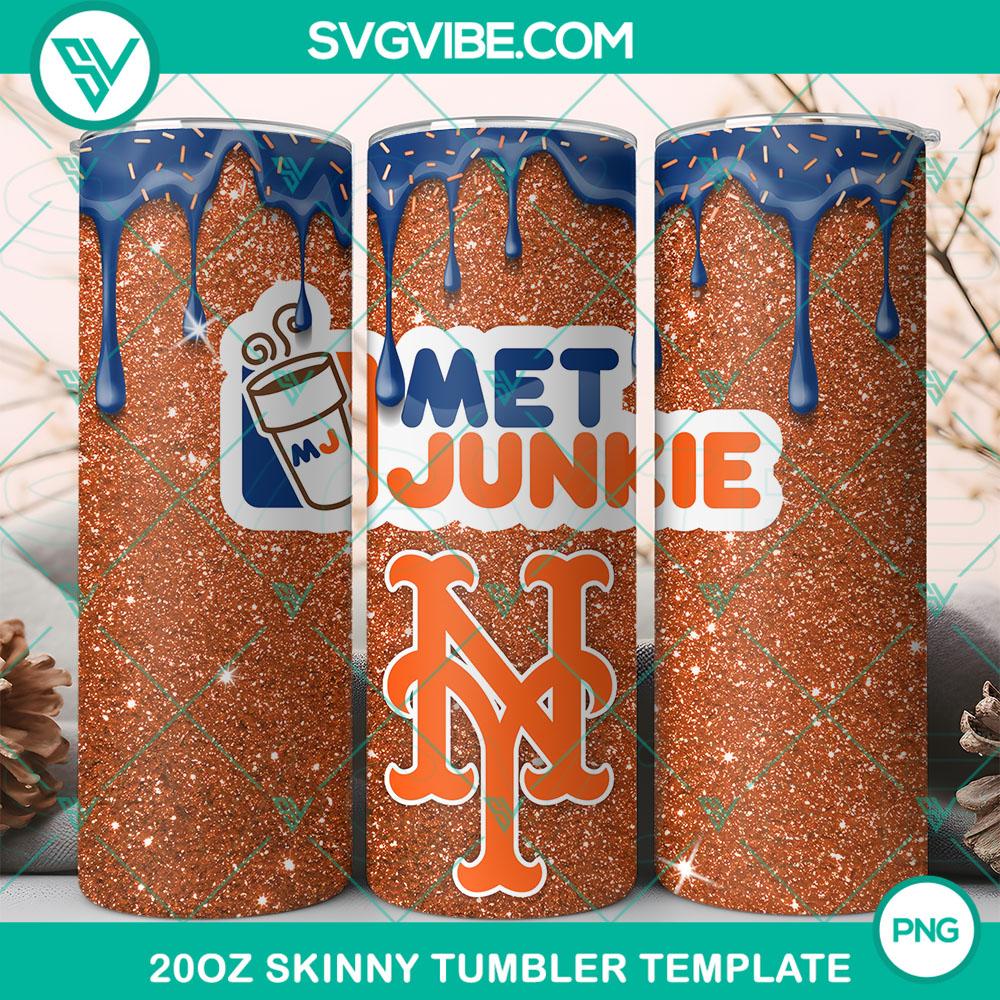 New York Mets Dunkie Junkie Glitter 20oz Tumbler Wrap PNG File New York Mets Dunkie Junkie Glitter 20oz Tumbler Wrap featuring team logo and sparkling design, PNG file.
