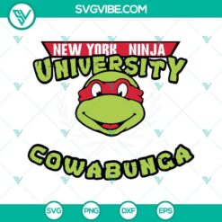 Red Ninja Turtles SVG images, featuring New York Ninja University Cowabunga design. Perfect for crafting projects and fans of the iconic turtles.