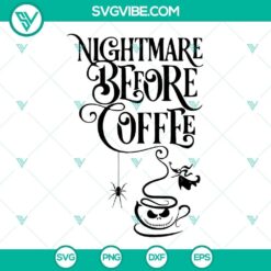 Nightmare Before Christmas inspired coffee SVG design for Cricut, available in DXF, EPS, and PNG formats.