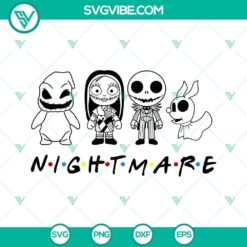 Halloween Jack Skellington and Sally cartoon characters SVG image for crafting, including PNG, DXF, and EPS files.