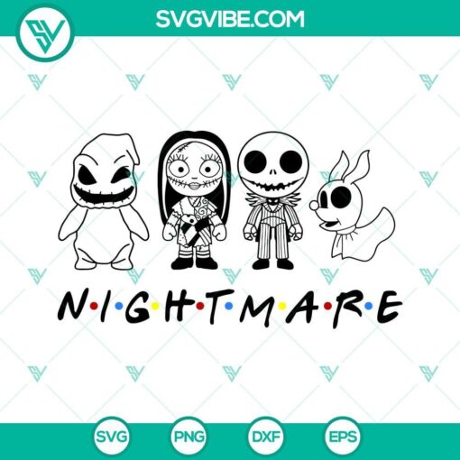 Halloween Jack Skellington and Sally cartoon characters SVG image for crafting, including PNG, DXF, and EPS files.