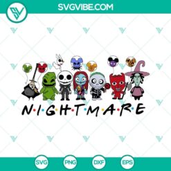 Spooky Nightmare Before Christmas SVG files with Jack Skellington, Sally, and Oogie Boogie characters for download.