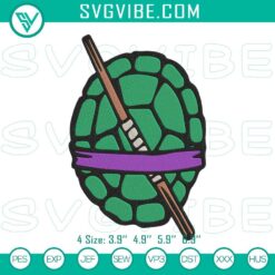 Donatello Ninja Turtle shell embroidery designs, TMNT purple character file for crafts and DIY projects.
