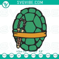 Ninja Turtle Michelangelo shell embroidery designs featuring TMNT yellow turtle pattern. Great for fans of Teenage Mutant Ninja Turtles.