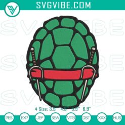 Raphael Ninja Turtle shell embroidery designs featuring TMNT red character file for digital download.